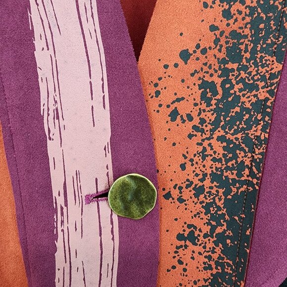 Ali Miles Women's Faux Suede Multi Print Patchwork Jacket - MP - Picture 8 of 8